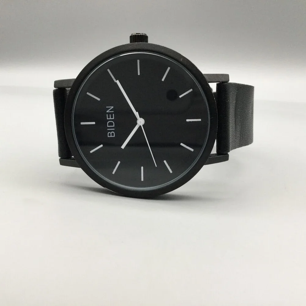 Biden Watch Men 42mm Black Round Dial Silicone Band New Battery